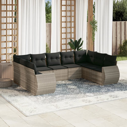 Set Divano da Giardino 9pz con Cuscini Polyrattan