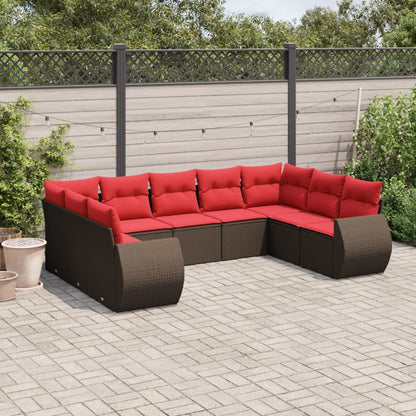 Set Divani da Giardino 9 pz con Cuscini in Polyrattan