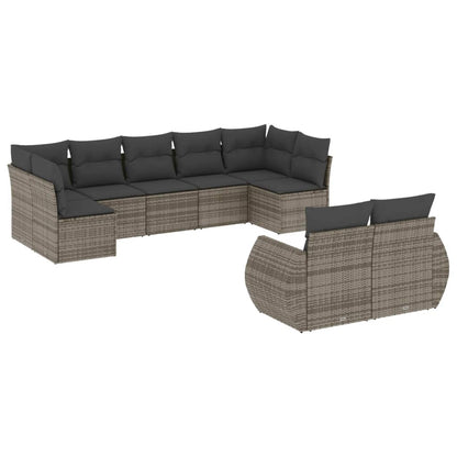 Set Divano da Giardino 9 pz con Cuscini Grigio in Polyrattan | homemem39