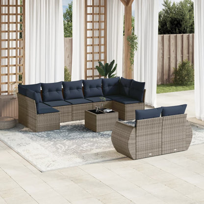 Set Divani da Giardino 10 pz con Cuscini in Polyrattan
