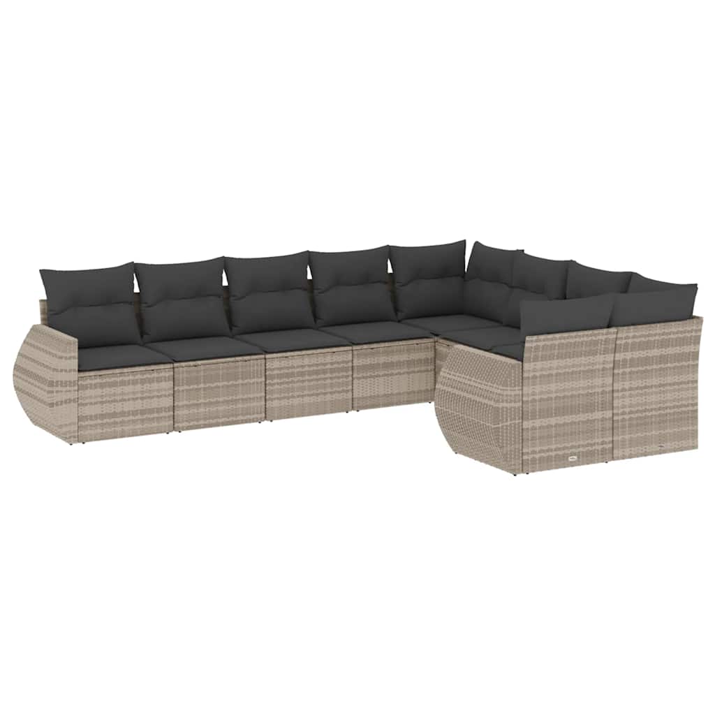 Set Divano da Giardino 9pz con Cuscini Polyrattan