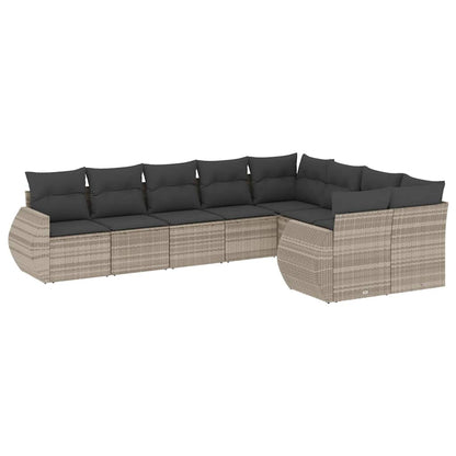 Set Divano da Giardino 9pz con Cuscini Polyrattan