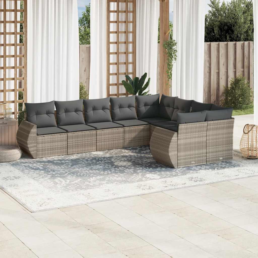 Set Divano da Giardino 9pz con Cuscini Polyrattan