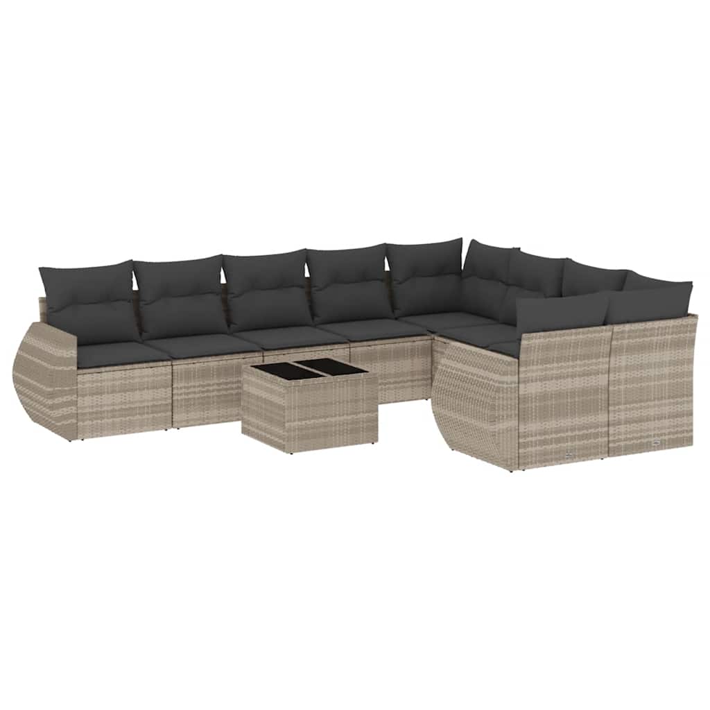 Set Divano da Giardino 10 pz con Cuscini in Polyrattan