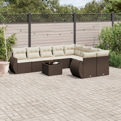 Set Divani da Giardino 10pz con Cuscini in Polyrattan