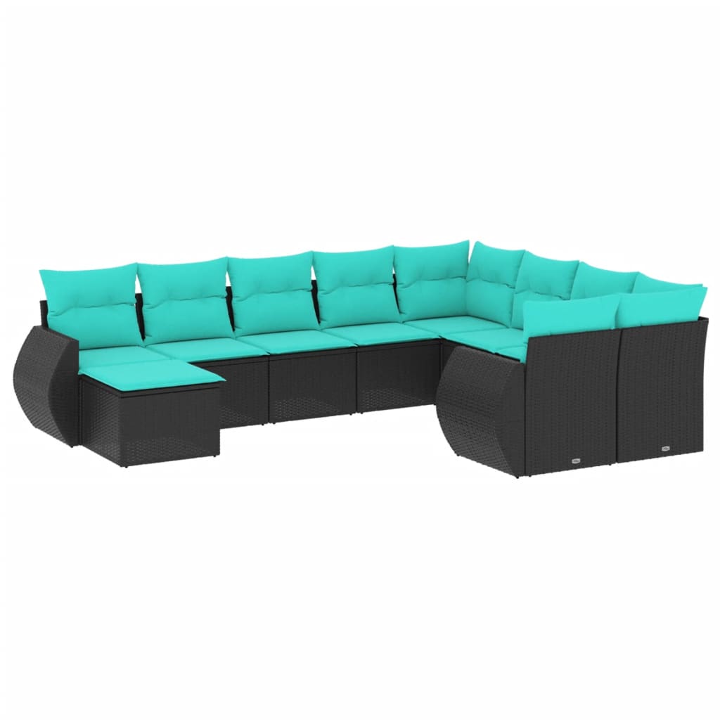 Set Divani da Giardino 10 pz con Cuscini in Polyrattan