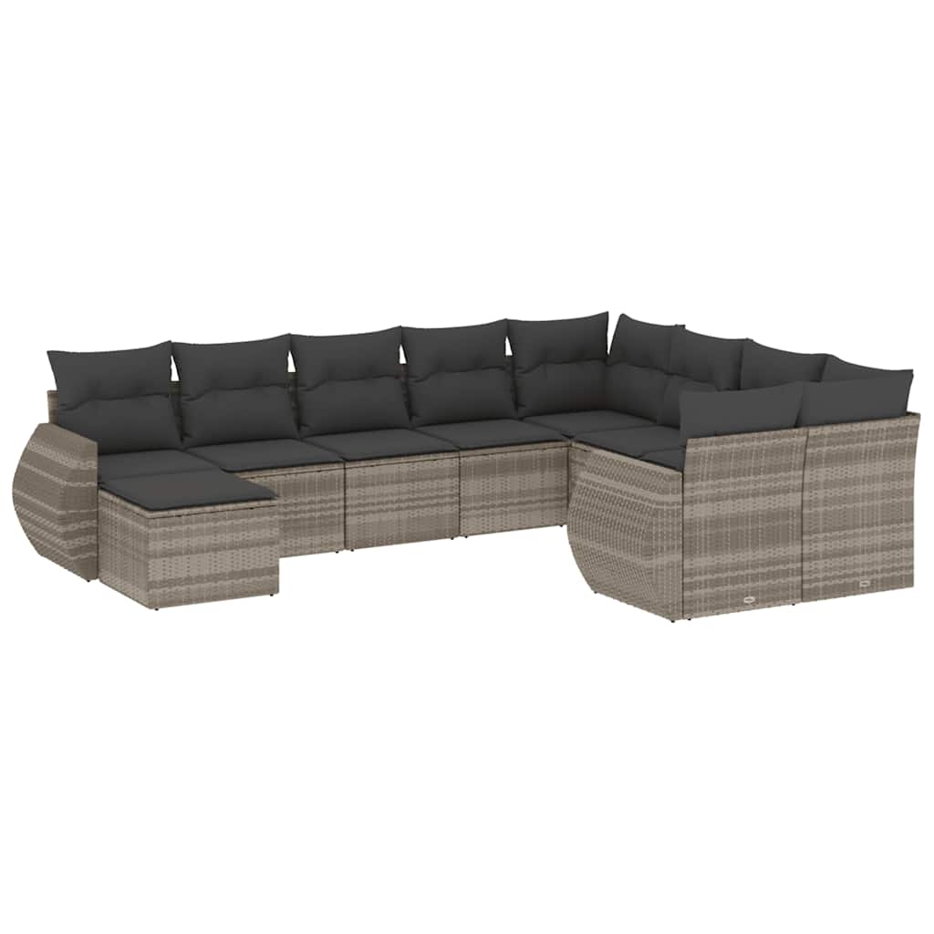 Set Divano da Giardino 10 pz con Cuscini in Polyrattan