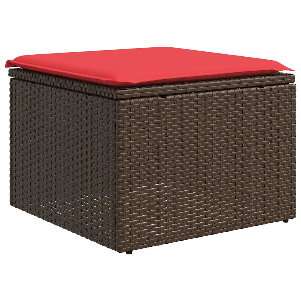 Set Divani da Giardino 10 pz con Cuscini Marrone in Polyrattan | homemem39