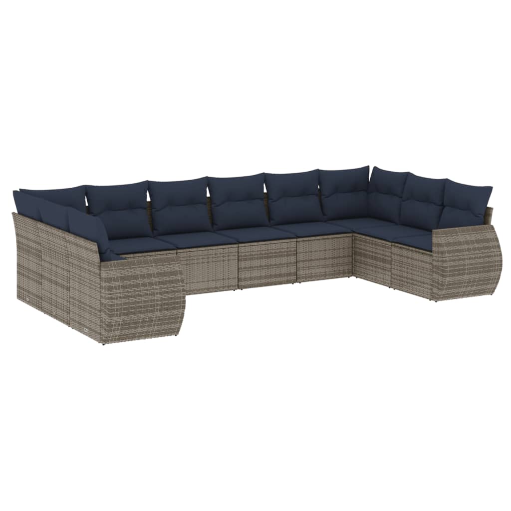 Set Divani da Giardino 10 pz con Cuscini in Polyrattan