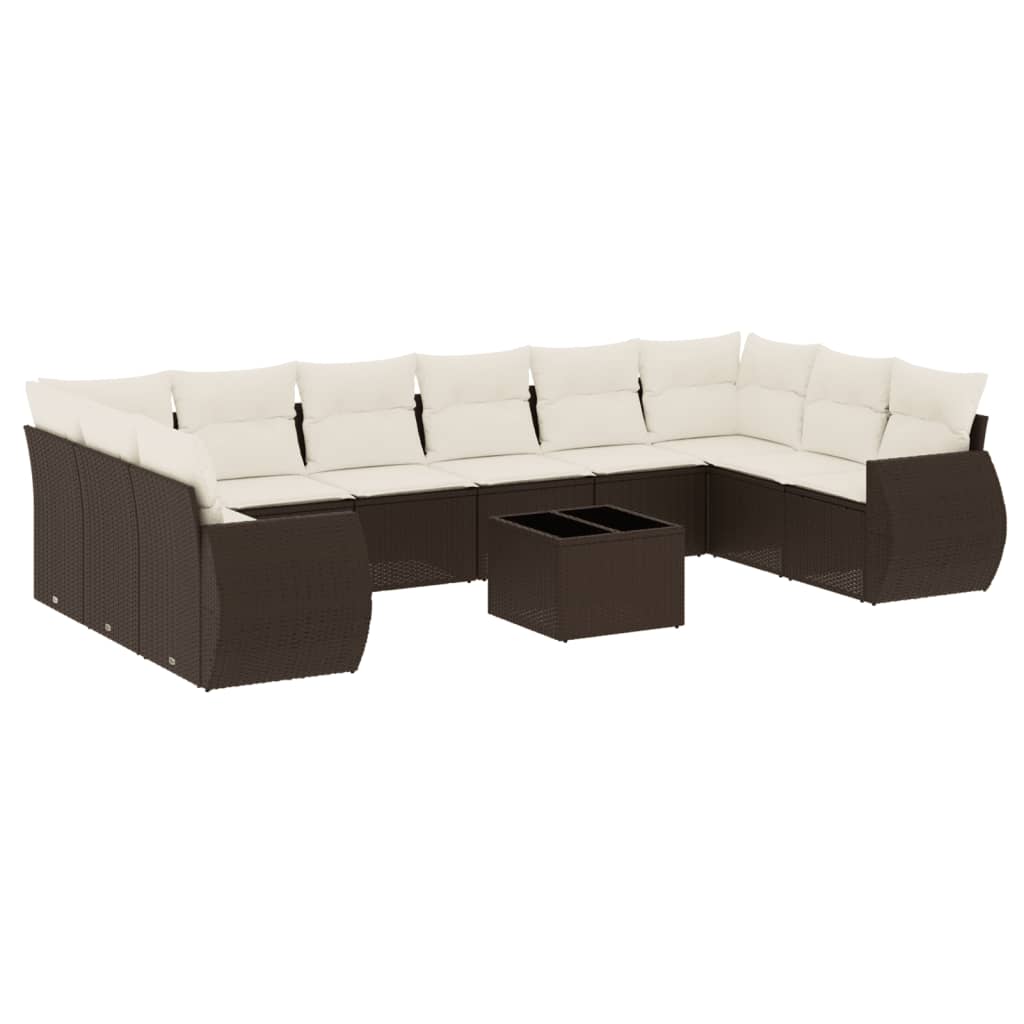 Set Divani da Giardino 11 pz con Cuscini in Polyrattan