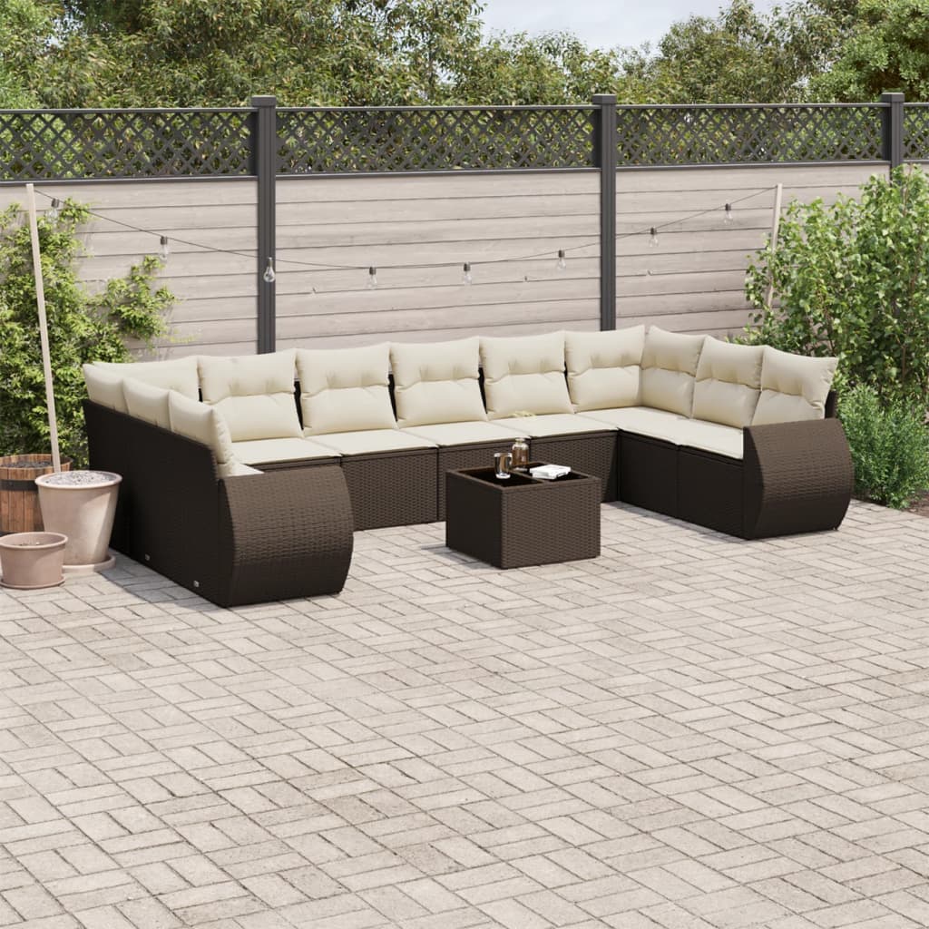 Set Divani da Giardino 11 pz con Cuscini in Polyrattan
