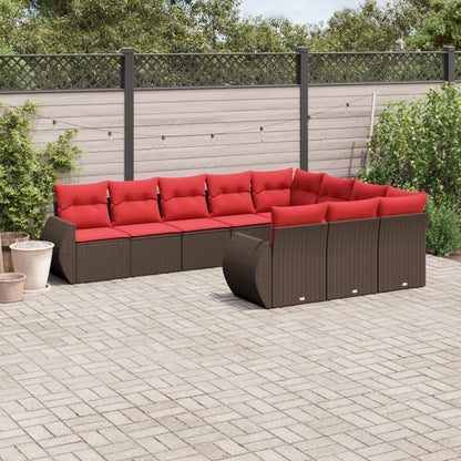 Set Divani da Giardino 10 pz con Cuscini in Polyrattan