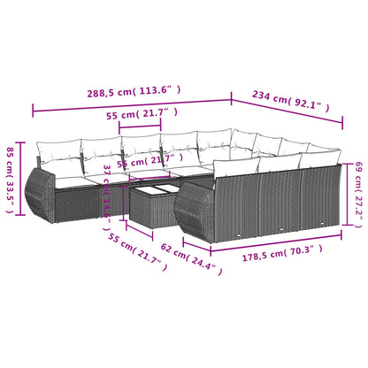 Set Divani da Giardino 11 pz con Cuscini Marrone in Polyrattan | homemem39
