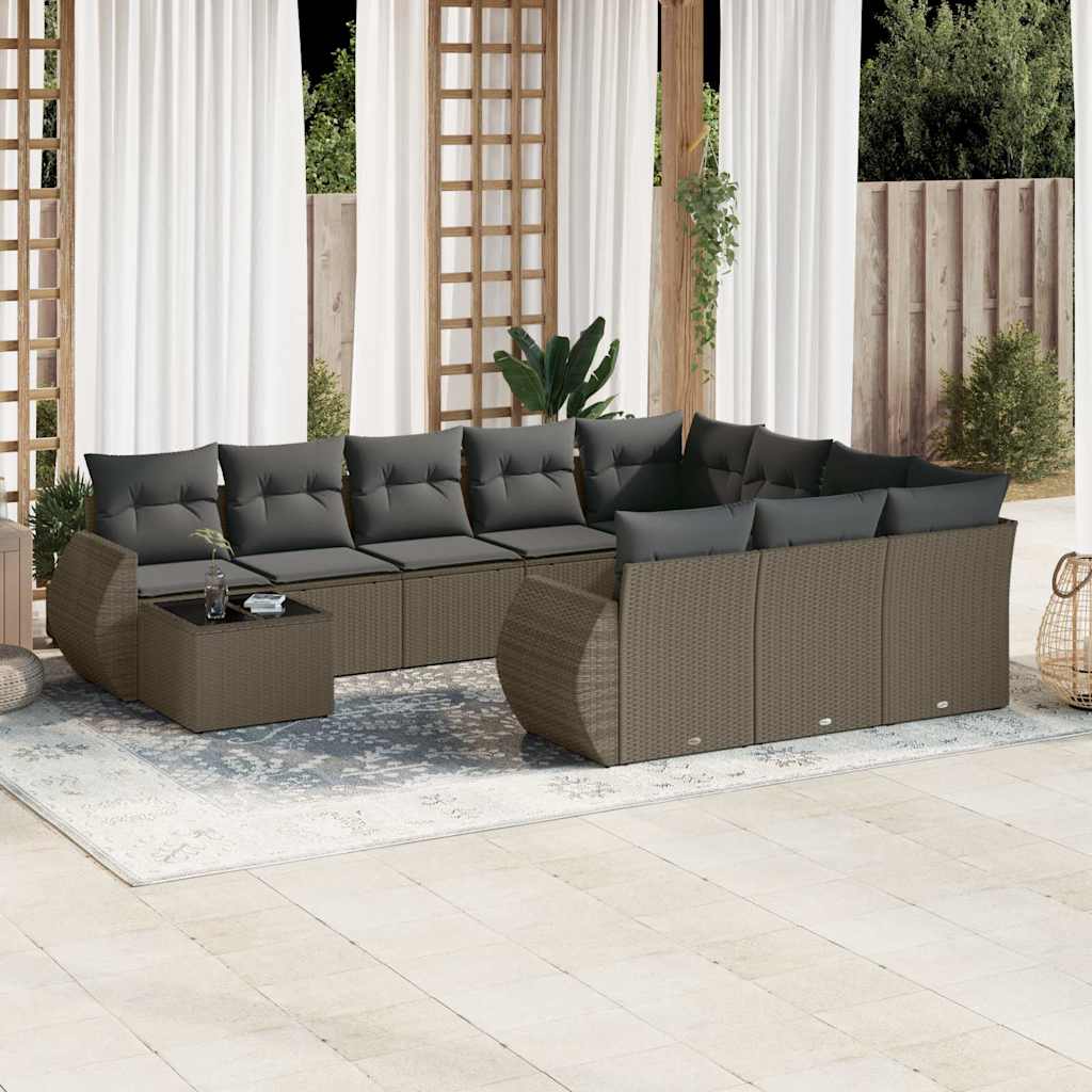 Set Divani da Giardino 11 pz con Cuscini in Polyrattan