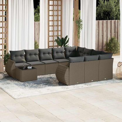 Set Divani da Giardino 11 pz con Cuscini in Polyrattan