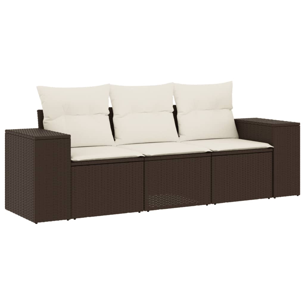 Set Divano da Giardino 3 pz con Cuscini in Polyrattan