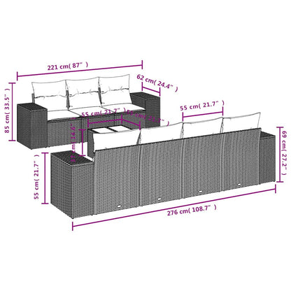Set Divani da Giardino 8 pz con Cuscini Nero in Polyrattan | homemem39
