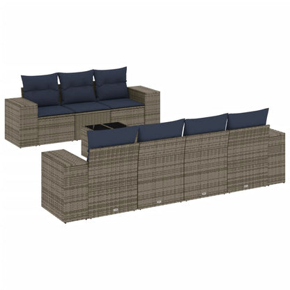 Set Divani da Giardino 8 pz con Cuscini Grigio in Polyrattan | homemem39