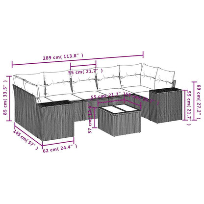 Set Divani da Giardino 8 pz con Cuscini Nero in Polyrattan | homemem39