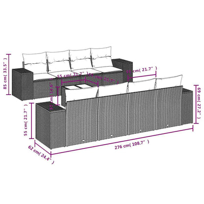 Set Divani da Giardino 9 pz con Cuscini Marrone in Polyrattan | homemem39