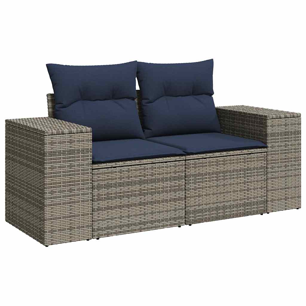 Set Divani da Giardino 9 pz con Cuscini Grigio in Polyrattan | homemem39