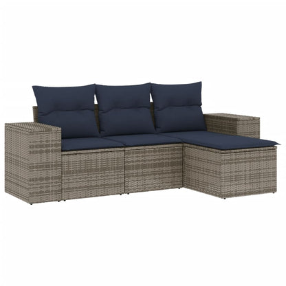Set Divani da Giardino 4 pz con Cuscini Grigio in Polyrattan | homemem39