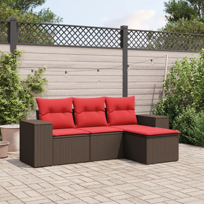 Set Divani da Giardino 4 pz con Cuscini in Polyrattan