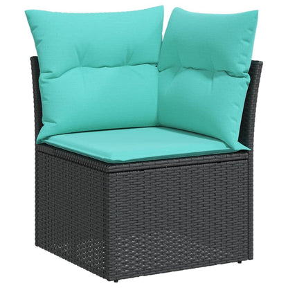 Set Divani da Giardino 5 pz con Cuscini Nero in Polyrattan