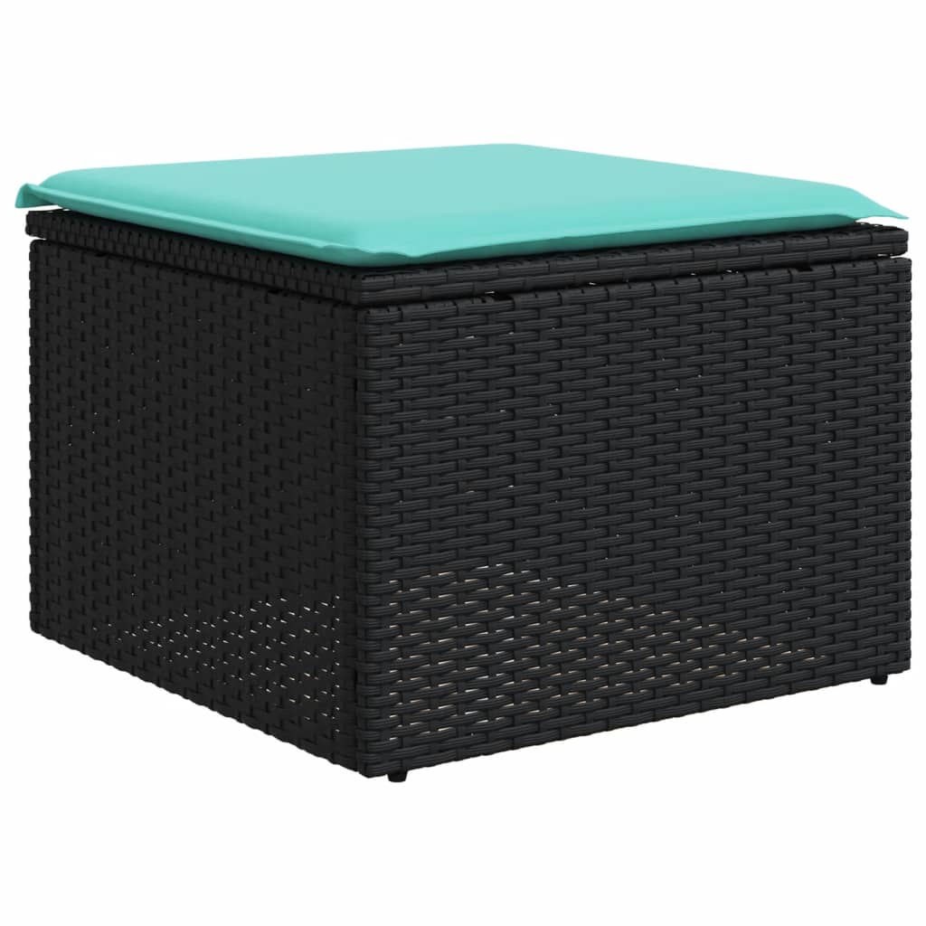 Set Divani da Giardino 5 pz con Cuscini Nero in Polyrattan