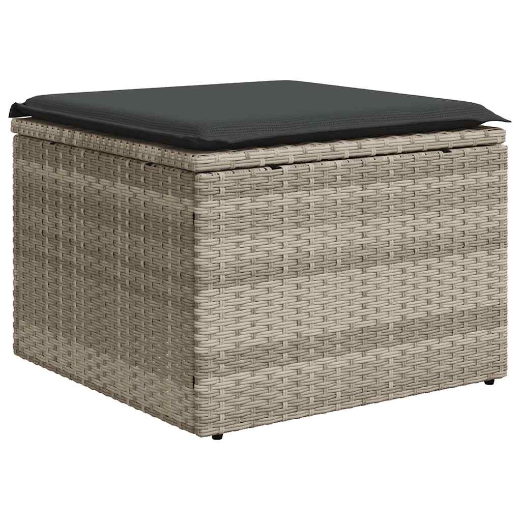 Set Divano da Giardino 5pz con Cuscini Grigio Chiaro Polyrattan