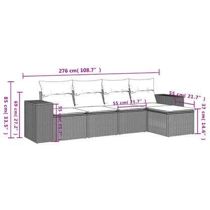 Set Divani da Giardino 5 pz con Cuscini Nero in Polyrattan | homemem39