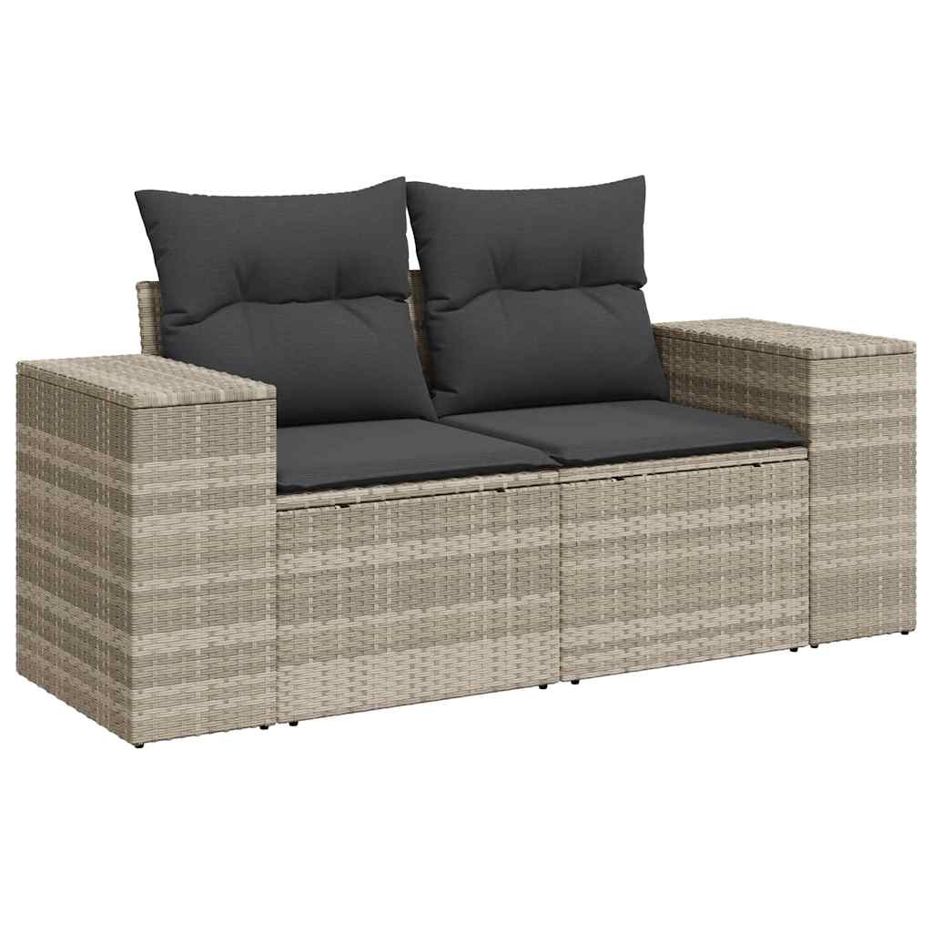 Set Divano da Giardino 5pz con Cuscini Grigio Chiaro Polyrattan
