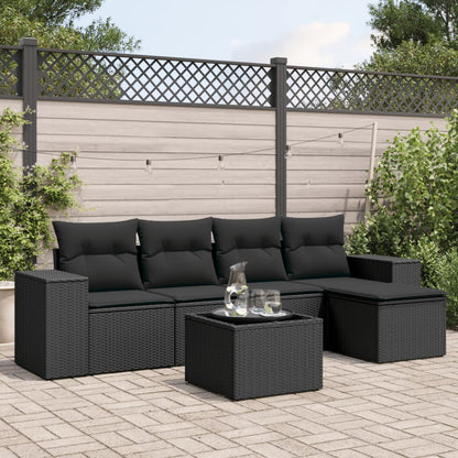Set Divano da Giardino 6 pz con Cuscini in Polyrattan
