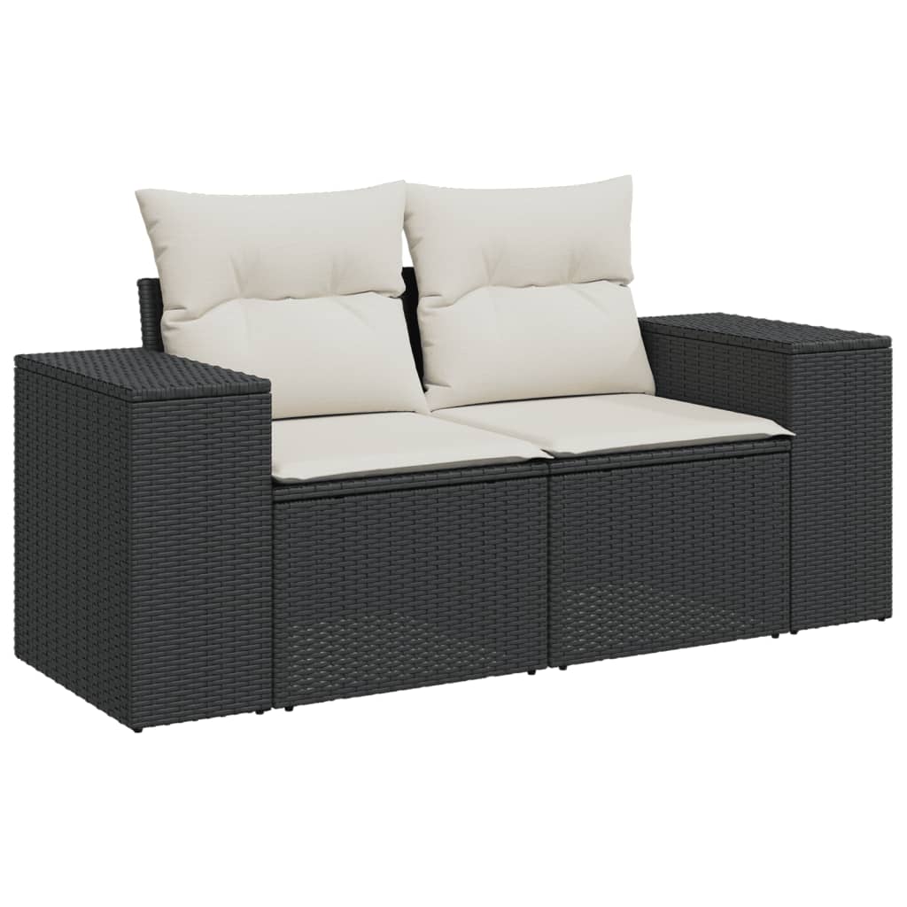 Set Divano da Giardino 6 pz con Cuscini Nero in Polyrattan