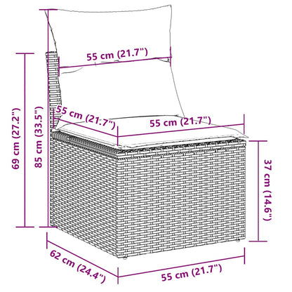 Set Divano da Giardino 6pz con Cuscini Grigio Chiaro Polyrattan
