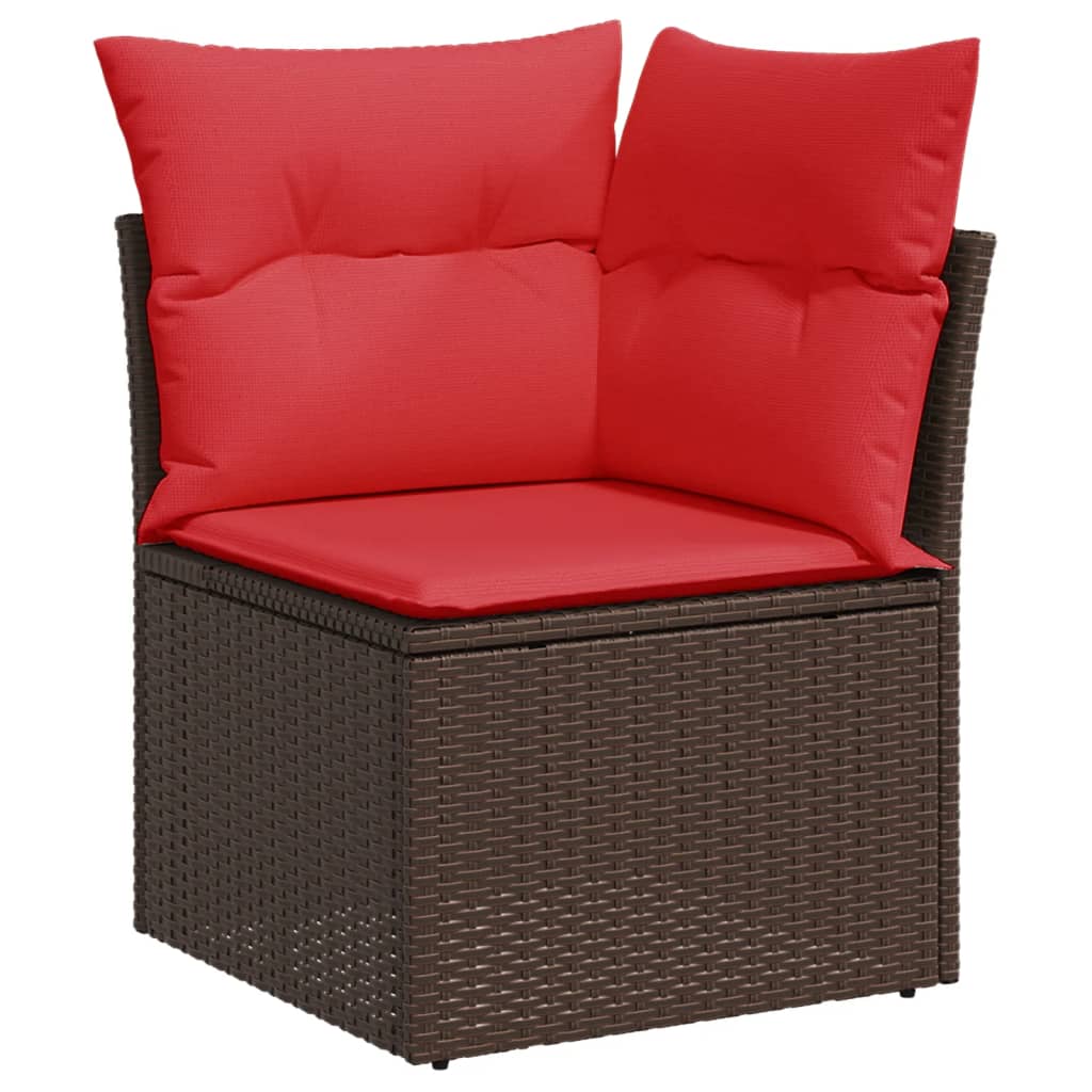 Set Divani da Giardino 4 pz con Cuscini Marrone in Polyrattan