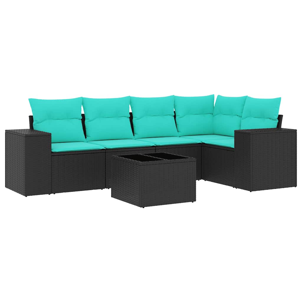 Set Divani da Giardino 6 pz con Cuscini Nero in Polyrattan | homemem39