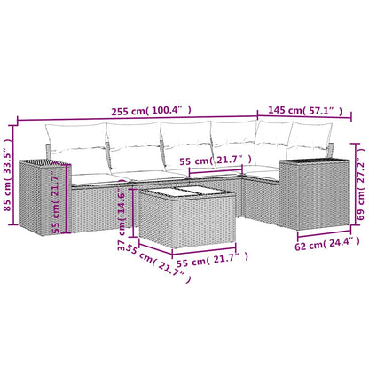 Set Divani da Giardino 6 pz con Cuscini Nero in Polyrattan | homemem39