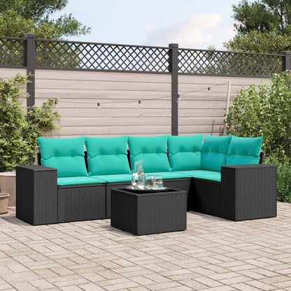 Set Divani da Giardino 6 pz con Cuscini Nero in Polyrattan | homemem39