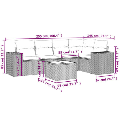 Set Divani da Giardino 6 pz con Cuscini Grigio in Polyrattan | homemem39