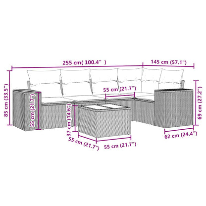 Set Divano da Giardino 6pz con Cuscini Grigio Chiaro Polyrattan