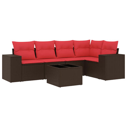 Set Divani da Giardino 6 pz con Cuscini Marrone in Polyrattan | homemem39