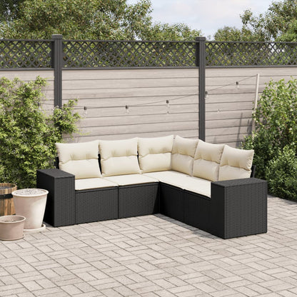 Set Divani da Giardino 5 pz con Cuscini in Polyrattan Nero - homemem39