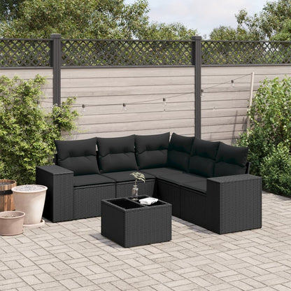 Set Divano da Giardino 6 pz con Cuscini Nero in Polyrattan - homemem39