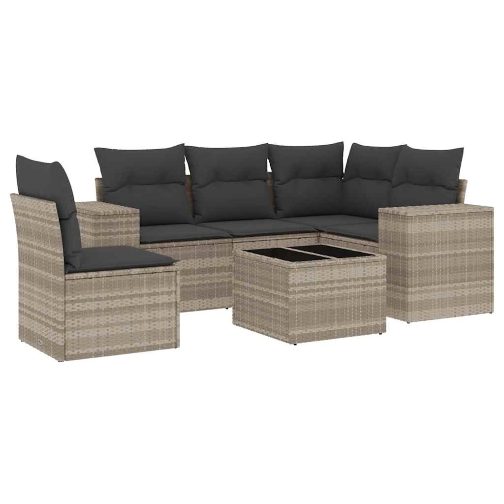 Set Divano da Giardino 6pz con Cuscini Grigio Chiaro Polyrattan - homemem39