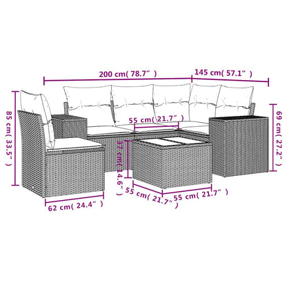 Set Divano da Giardino 6pz con Cuscini Grigio Chiaro Polyrattan - homemem39