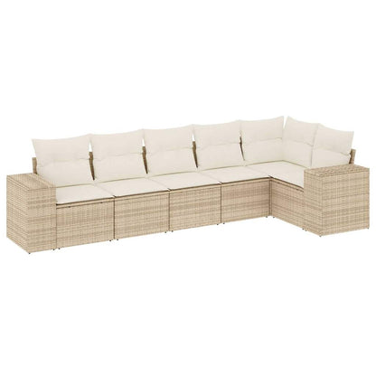 Set Divano da Giardino 6 pz con Cuscini Beige in Polyrattan - homemem39