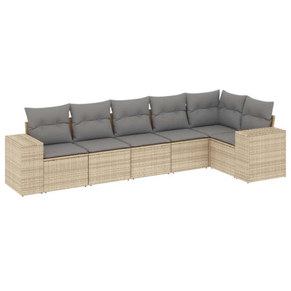 Set Divano da Giardino 6 pz con Cuscini Beige in Polyrattan - homemem39