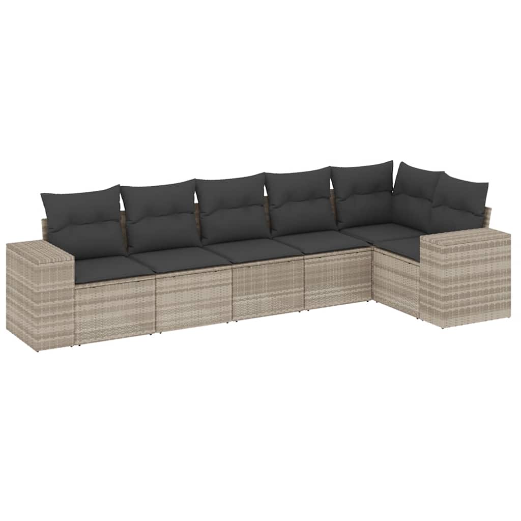 Set Divano da Giardino 6pz con Cuscini Grigio Chiaro Polyrattan - homemem39