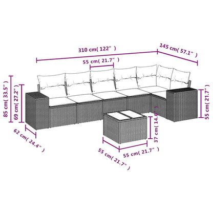 Set Divani da Giardino con Cuscini 7pz Nero Polyrattan - homemem39